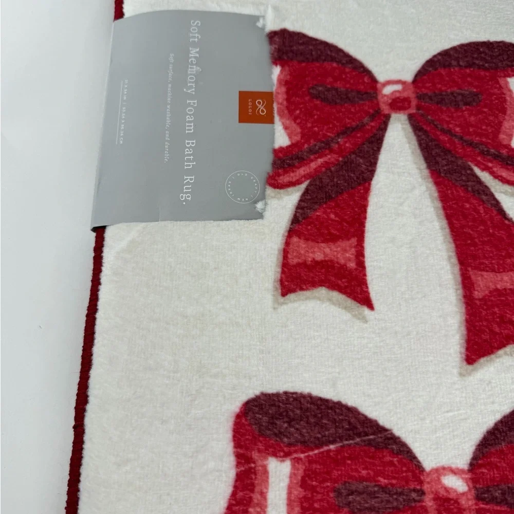 Red Bow Soft Memory Foam Accent Bath Rug 21X34”